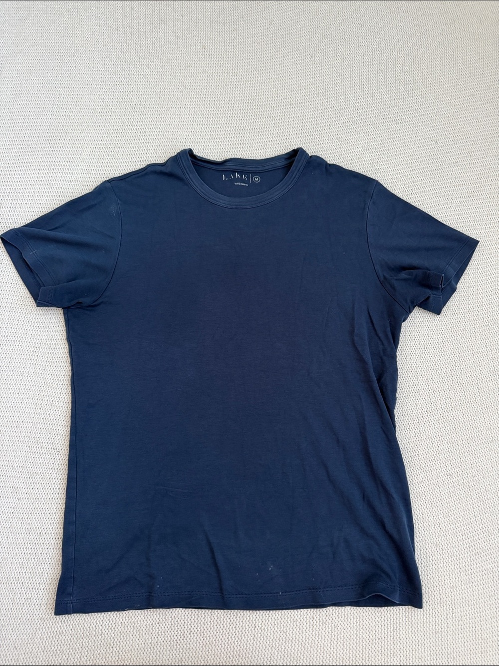 LAKE 100% Pima Cotton Short Sleeve Shirt Navy Size Medium